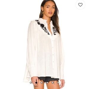 Free People Rose Vines Embroidered tunic in ivory size medium